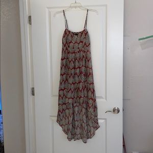 High Low summer dress with leaf pattern.